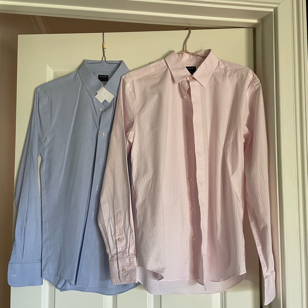 J Crew/Crewcuts Pink and Blue Button Down Shirts Cotton Blend